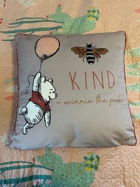 Primark Winnie the Pooh 'Kind' Decorative Pillow in Pink and Coral